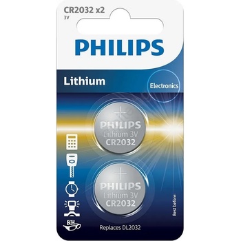 Philips CR2032P2/01B - 2 бр. Литиева батерия плоска CR2032 MINICELLS 3V 240mAh (P2226)