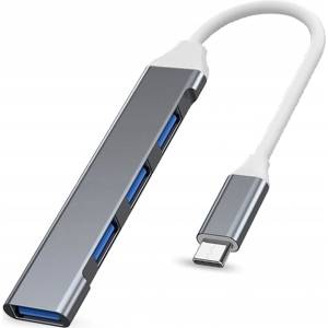  Адаптор Type C HUB to 4xUSB 2.0/3.0, Сребрист