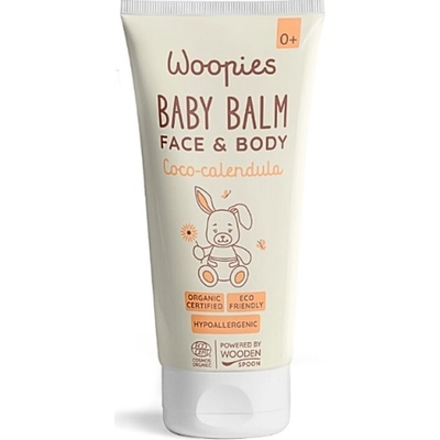 Wooden Spoon Woopies dětský organický balzám na tělo a obličej kokos a měsíček 100 ml