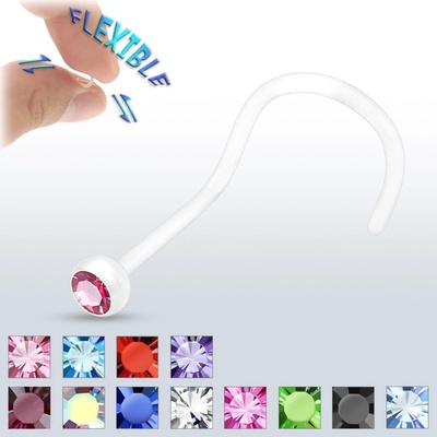 Šperky eshop piercing do nosu BioFlex čirý se zirkonem AB02.20 červená R