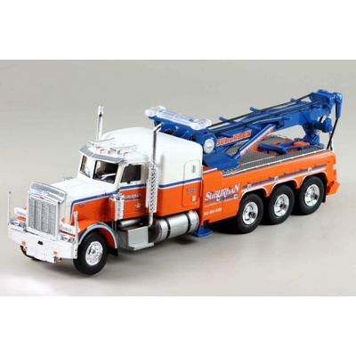 BREKINA Peterbilt 359 Odtahový Vůz Suburban oranžová/modrá 1:87