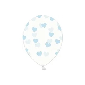 Image 1 of PartyDeco Балон - Прозрачен със сини сърца