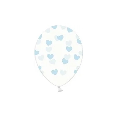 PartyDeco Балон - Прозрачен със сини сърца