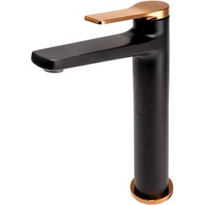 FDesign Seppia висок едноръкохватков смесител за умивалник черен - розово злато (FD1-SPA-2L-25)