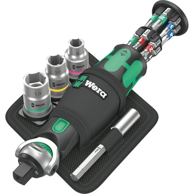 Wera 004281 Kompaktná račňa 3/8" | 1/4" typ 8009 Zyklop Pocket Set 2, s bitmi a hlavicami - 18 dielov