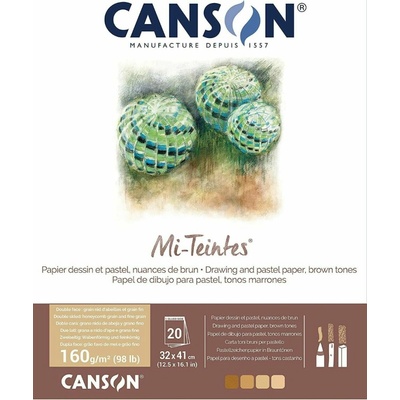 Canson Mi-Teintes 20 listů 32x41 cm 160 g lepený hnědé tóny