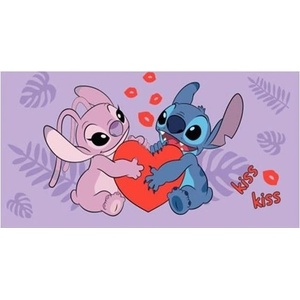 Jerry Fabrics Лилава памучна детска кърпа 70x140 cm Lilo and Stitch "Kiss" - Jerry Fabrics (24TW230)