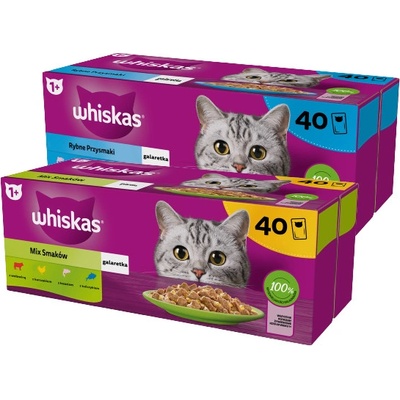 WHISKAS Adult sáčky 40 x 85 g Fishy Treats + Whiskas výběrové menu v želé 40 x 85 g