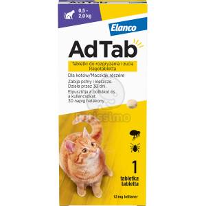AdTab таблетки за дъвчене за котки 1 бр / За телесно тегло между 0, 5-2 кг