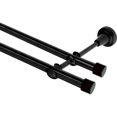 OK-GarnýžeCZ Garnýž kovová dvouřadá 19mm Pullo černá 330 cm do stěny / na tunýlek - bez kroužků
