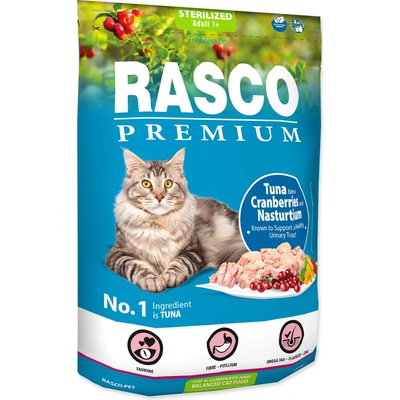 Rasco Premium Cat Kibbles Sterilized Tuna Cranberries Nasturtium 0,4 kg