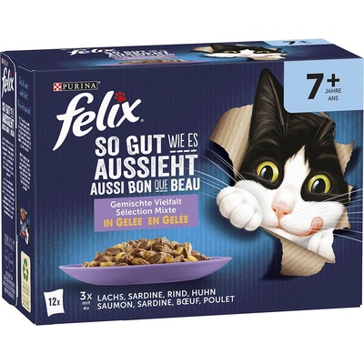 Felix So gut... Senior hovädzie kuracie sardinky losos 24 x 85 g