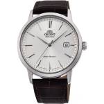 Orient RA-AC0F07S Мъжки часовник - Елегантен, Автоматичен, Сребрист циферблат, Кафява кожа, 22 камъка Часовници