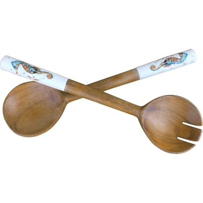 SEA Club Salátové servírovací misky - Mořský koník, mangové dřevo se smaltem, D: 30 cm sada/2 ks 9765