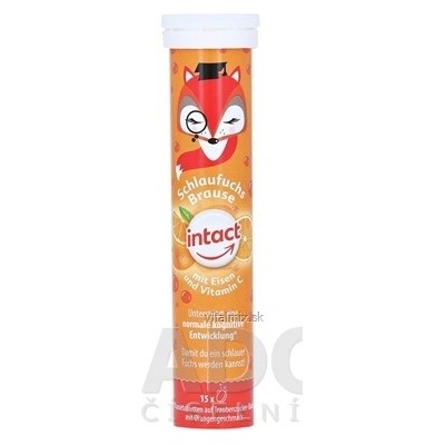 INTACT Chytrá liška Hroznový cukr železo a vit.C šumivé tablety s pomerančovou příchutí 15 ks