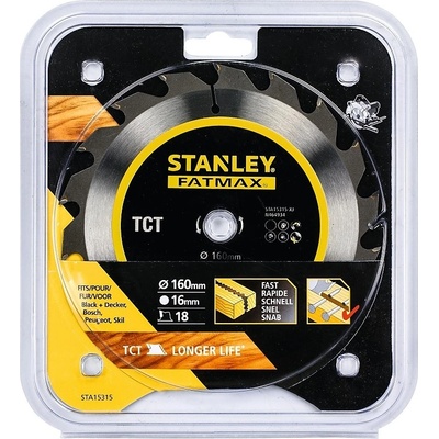 Stanley 15315 Pilový kotouč TCT/HM brousitelný pro podélné řezy 160 x 16 mm, 18 zubů