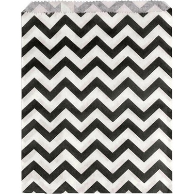 Papírový sáček chevron, puntík 13x17 cm - bílo-černá chevron (100 ks)