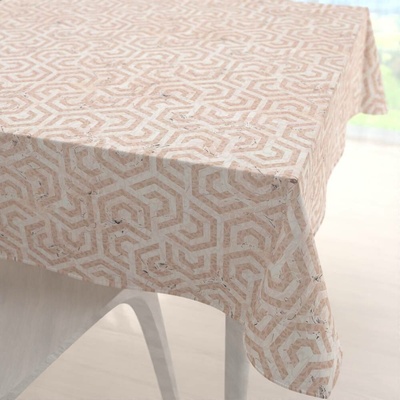 Biante Sametový čtvercový ubrus Tamara TMR-029 Růžovobéžové hexagony s černým žíháním 100x100 cm