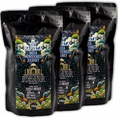 Kafista India Monsooned Journey spracovanie monzúnovaním 100% Robusta 3 x 0,5 kg