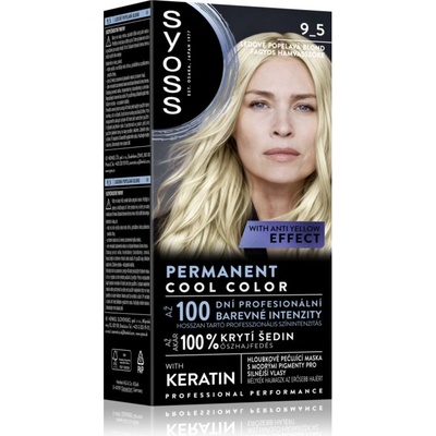 Syoss Permanent Cool Color перманентната боя за коса със студен подтон цвят 9_5 Frozen Pearl Blonde