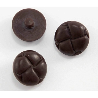 Gombík so spodným prišitím - hnědá imitácia kože - priemer 2 cm