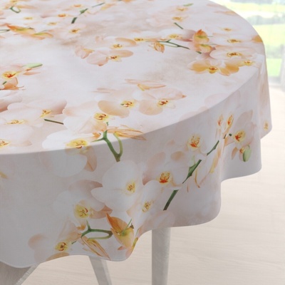 Biante Teflónový okrúhly obrus TF-045 Orchidey na béžovom Ø 40 cm