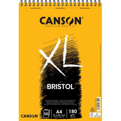 Canson XL Bristol Skicák v krúžkovej väzbe A4 180g 50 listov