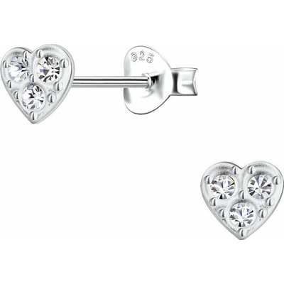 Nefertitis 31893 Stříbrné náušnice pecky se zirkony LITTLE HEART NF59532 5 mm, 0,38 g