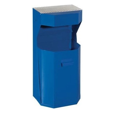 Manutan Kovový vonkajší odpadkový kôš Chafer s popolníkom, 50 l, modrý