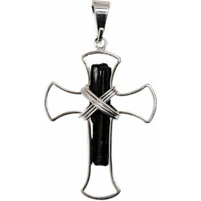 Nefertitis Turmalín skoryl postříbřený přívěsek Cross NF64776 cca 2 2 x 3 2 cm