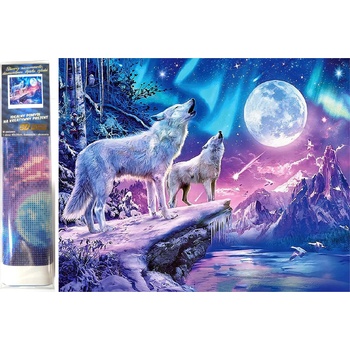 Norimpex - Puzzle Diamond Painting: Wolves under a full moon 30x40cm - 1 - 39 piese