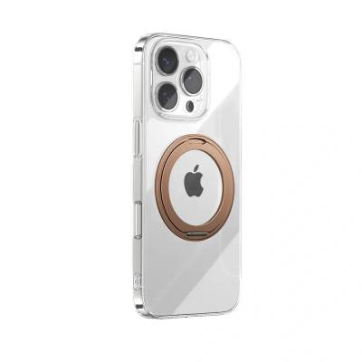 JOYROOM Ултратънък калъф Joyroom JR-16JL6 за iPhone 16 Pro, съвместим с MagSafe, с 360° пръстен, поставка - златист (JR-16JL6)