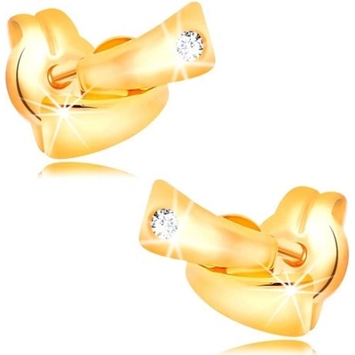Šperky eshop diamantové ve žlutém zlatě dva malé oblouky čirý briliant BT501.02