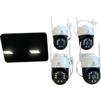 LYLU Безжичен комплект 4 въртящи AI камери 12mpx LYLU с 10.1 инча NVR LCD монитор