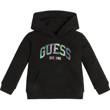 Image 1 of GUESS Черен суичър с качулка и цветен надпис Guess за момиче