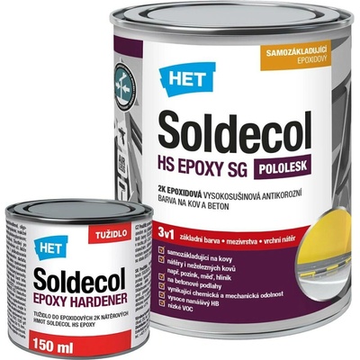 HET Soldecol HS EPOXY SG dvousložková epoxidová antikorozní barva na kov a beton 0.9 l (0,75 l barva + 150 ml tužidlo) Bílá