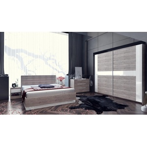  Спален комплект Modern 3 дъб кастело и бял гланц мдф