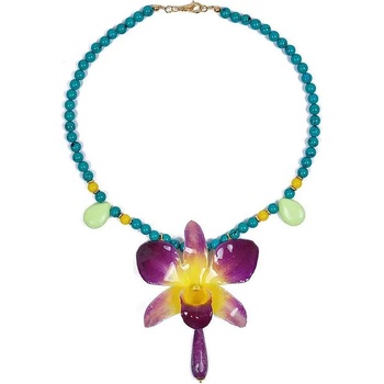 Dannyra Колие с естествена орхидея, тюркоаз, яспис и кварц Candy Necklace Dannyra Jewels