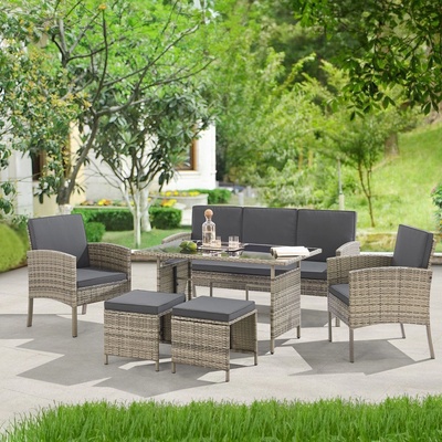 FurniGO Ratanová sestava Turin šedá – Zboží Dáma