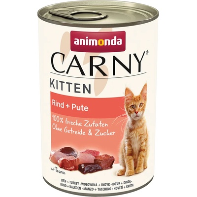 Animonda 24х400г Kitten Animonda Carny, консервирана храна за котки - говеждо и пуешко