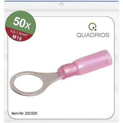 Quadrios 23C520 guľaté káblové oko Prierez=1.5 mm² Ø otvoru=10.5 mm čiastočne izolované červená 50 ks