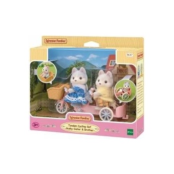 EPOCH Sylvanian Families Tandem Doggy Husky Cycling Set with Figures 5637