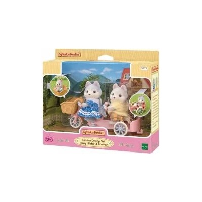 EPOCH Sylvanian Families Tandem Doggy Husky Cycling Set with Figures 5637