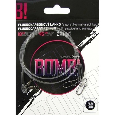 Delphin Fluorocarbon BOMB! s obratlíkom a karabínkou 35 cm 18 kg 2 ks