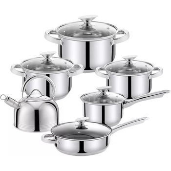 HausRoland Комплект тенджери и чайник HausRoland HR150-1, Неръжд. стомана, Индукция, 11 части, Сребрист (HR150-1)