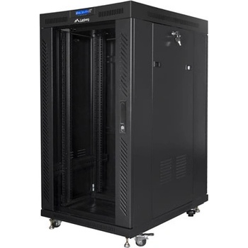 Lanberg Комуникационен шкаф, Lanberg rack cabinet 19" free-standing 22U/800x1000 (flat pack) with mesh door lcd black v2 (FF01-8022-12BL)