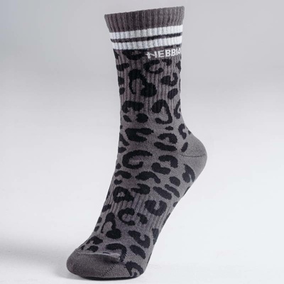 Nebbia Crew ponožky s leopardím vzorem PRIMAL 106 černé