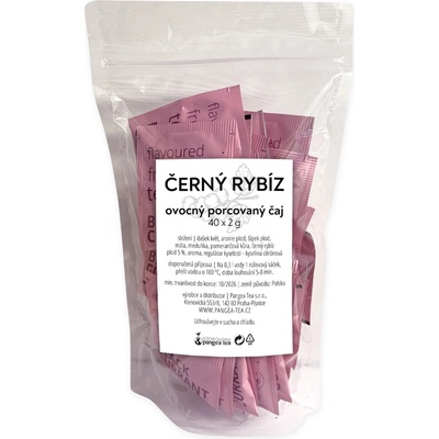 Růžová čajovna Pangea Tea Blackcurrant Černý rybíz ovocný čaj nálevové sáčky 40 ks