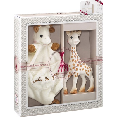 Sophie La Girafe Chrastítko béžové s plyšákem 18 cm