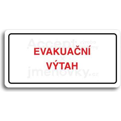 ACCEPT Piktogram EVAKUAČNÍ VÝTAH - bílá tabulka - barevný tisk